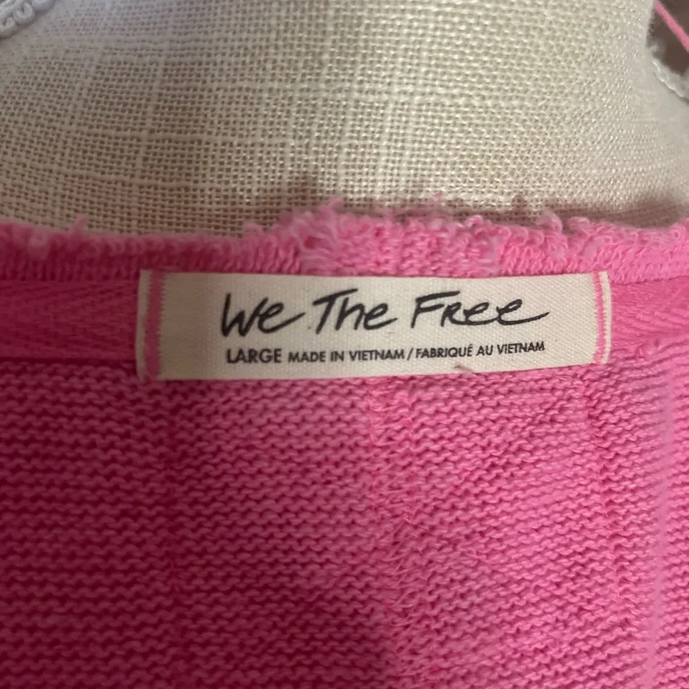 NWOT Free People Like a Boss cotton sweater in deep  pink  size large - Picture 8 of 8